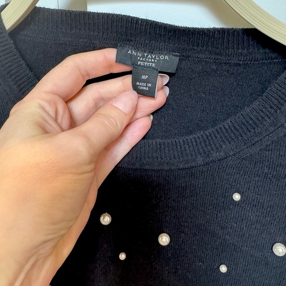 Black Sweater Shirt with Pearl Embellishments - Picture 5 of 10